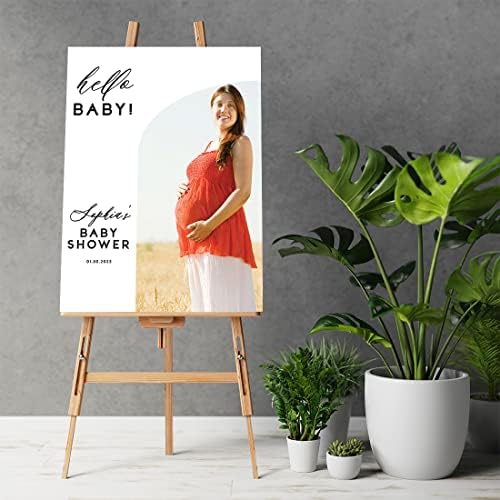 Andaz Press 16"x20" Personalized Canvas Baby Shower Welcome Sign, Custom Photo Minimal Arch Gender Neutral Large Welcome Baby Shower Sign for Easel Stand, Baby Shower Decorations - Image 2