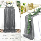 12 Pcs Gray 35 x 120 Inches Long Cheesecloth Table Runner 10FT Runner for Tables Gauze Fabric Boho Table Runner Decoration Rustic Semi Sheer Runner for Wedding Baby Shower Birthday Party (Gray) - Image 5