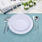 U-QE 60 Pcs White Plastic Plates for Party – Scalloped Plastic Plates - Image 6