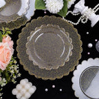 LIYH 60 Pcs Gold Glitter Plastic Scalloped Plates for Wedding & Party - Image 4