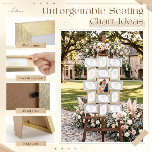 Mifoci 15 Pcs Wedding Frame for Seating Chart Board Display, Gold Silver Welcome Please Find Your Seat Sign, 6 & 7 Inch Frame Table Seating Chart Display for Baby Shower Wedding Reception Decorations - Image 3