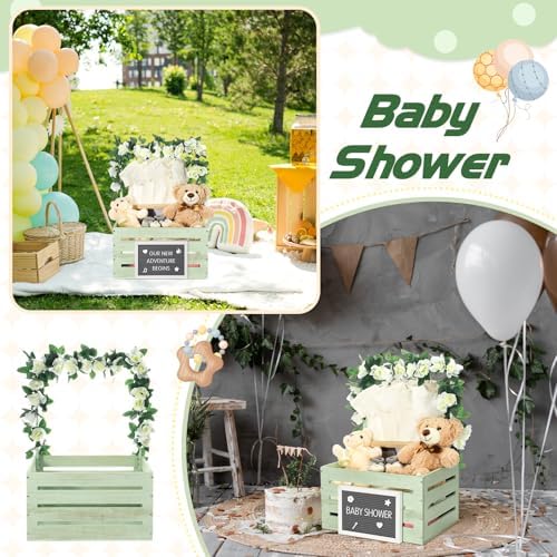 Barydat Wooden Baby Shower Crate Closet Baskets for Baby Shower, Green - Image 5