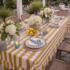 Tudomro Striped Tablecloth, Rectangle, Olive, Dusty Rose, 60'' X 120'' - Image 4