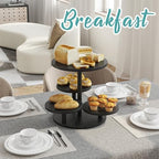 Cupcake Stand, 4 Tier Round Bamboo Wood Black Cupcake Tower Stand for 50 Cupcakes, Tiered Serving Trays, Wood Cake and Cupcake Stand (Black_Bamboo) - Image 3