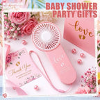 12 Sets Baby Shower Fans Party Favors Portable,Pink,5 Styles - Image 5