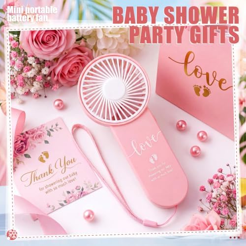 12 Sets Baby Shower Fans Party Favors Portable,Pink,5 Styles - Image 5