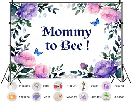 15X8ft Fabric Mommy to Bee Backdrop Cake Studio Props Honey Comb Floral Photography Background Baby Shower A Little Honey is on the Way Party Decorations Photo Studio Props - Image 2