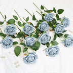 48 PCS Dusty Blue Roses Artificial Flowers, Silk - Image 4