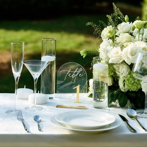 Ourholiday Crystal Clear Acrylic Wedding Table Numbers 21-40 Set, Self-Standing Modern Arched Wedding Signs for Reception Seating, Anniversary & Bridal Shower, Elegant Wedding Decor (5x7 Inches) - Image 4