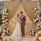 10x10ft Light Champagne Backdrop Curtains Wedding Party Glitter Sequin Curtain Backdrop Fabric Shimmer Drapes Backdrop Bridal Baby Shower Birthday Christmas Photoshoot Background 5x10FT，2 Panels - Image 2