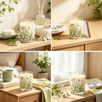 Whaline 12Pcs Wildflower Empty Candle Jar with Lid Floral Glass Container - Image 7