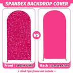 MODFUNS Hot Pink Wedding Arch Cover Sequins Arch Cover Set of 3 Spandex Arch Stand Covers 6ft 6.6ft 7.2ft Sparkle Backdrop Covers Rustic Fitted Arch Covering for Wedding Party Reception - Image 3