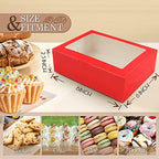 KPOSIYA 65 PCS 8x6x2.5 Inch Cookie Boxes with Window Red Bakery Boxes Pastry Boxes for Gift Giving, Treat, Dessert, Cupcakes, Chocolate, Strawberries, Donuts, Muffins (5 Style Windows) - Image 2