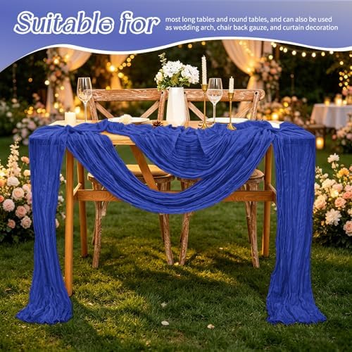 20 Pack Royal Blue Table Runners 17 x 108inch Cheesecloth Table Runner Rustic Boho Gauze Sheer Fabric Cheese Cloth Table Runner for Wedding Party Bridal Baby Shower Birthday Spring Table Decor - Image 5
