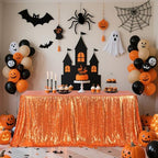 Poise3EHome Orange Sequin Tablecloth 60×120 Inch Rectangle Sequin Fabric Table Cloth for Halloween Birthday Party Wedding Christmas Holiday Cake Table Decoration - Image 6