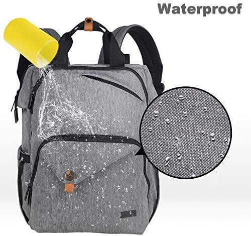 Hap Tim Diaper Bag Backpack,Large Capacity Travel Back Pack Maternity Baby Nappy Changing Bags, Double Compartments with Stroller Straps,Waterproof,Grey (US7340-G) - Image 6