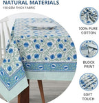 Ridhi Queen Blue, Celadon Green 60x60 Inches Square 100% Cotton Hand Block Print Washable Decorative Spring Summer Parties/Wedding Use,Fall décor Farmhouse Dining Dinner Tablecloth` - Image 6