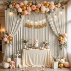 20ft x 12ft Wrinkle Free Beige Backdrop Curtains for Parties, Silky Photo Backdrop Drapes 12FT Long Back Drop Cloth for Wedding Birthday Photography Background Decor - Image 4