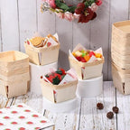 Thyle 60 Pcs/30 Sets Wood Berry Basket with Gingham Wax Paper Sheets Farmer Market Shower Party Favor Small Container Boxes for Friut Vegetable Locally Grown Baby Shower Display Gift(Strawberry,Pink) - Image 2