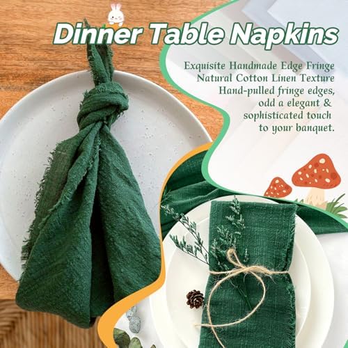 Showgeous 30 Pack Emerald Green Cloth Napkins with Fringe, 16x16 inch - Image 7