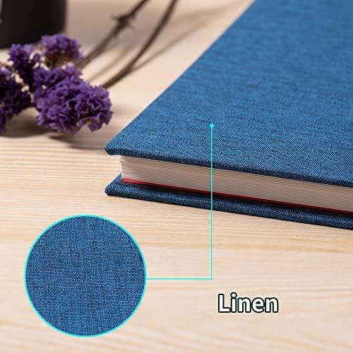 Large Photo Album Self Adhesive 4x6 8x10 10x12 13"x12.8" Magnetic Scrapbook Album 12.6"x11" Inch 40 Pages Linen Cover DIY Photo Album with A Metallic Pen and DIY Stickers(Blue) - Image 4