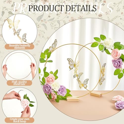 Vercraft 12 Set Butterfly Hoop Centerpieces,White, Purple, Pink,Round - Image 3