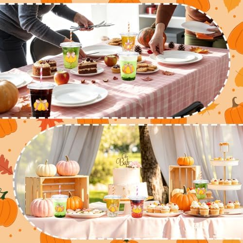 50 Pcs Fall Bow Pumpkin Plastic Party Cups, Thanksgiving Party Favor - Image 4