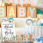 Tatuo 75 Pcs Baby Shower Party Block Games Sign to Decorate,Greenery - Image 6