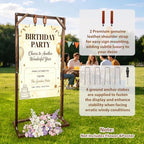 Wooden Welcome Sign Stand, Fixed Sign Holder , Wedding Welcome Sign Stand Wood Easel with Hanging Straps & Ground Stakes for Wedding decor, Birthday Party or Any Event, 63" x 30" x 11.8" - Image 5