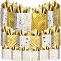 Humyoun 18 Pack Christmas Paper Gift Bags Bulk Assorted Sizes, White, Gold by Humyoun