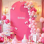 6.6FT Fuchsia Arch Backdrop Cover - Polyester Fitted Wedding Arch Stand Covers Round Top Chiara Arch Backdrop Cover for Birthday Party Banquet Photo Background Decoration - Image 5