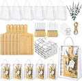 Kochorie 6 Sets Baby Shower Prizes for Game Winners 49 Pcs Square Bamboo Cheese Board Gift with Knives Spoons Gift Bags Kitchen Towels Bridal Shower Party Favors for Guests by Kochorie