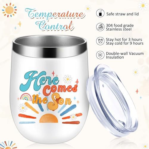 Hoolerry 6 Set Baby Shower Cups, 12oz Stainless Steel Tumbler, Son - Image 4
