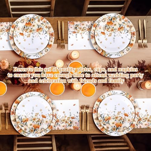 Ziliny Fall Floral Party Decorations, Paper Plates Napkins Cups Serve 50 - Image 4