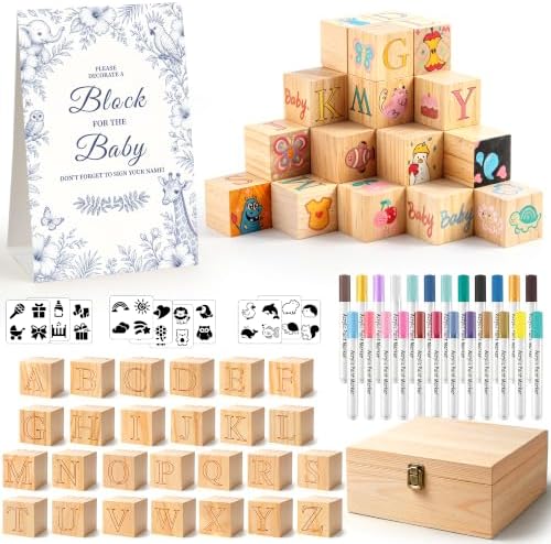 wookidel 118PCS Baby Shower Games Kit, Baby Blocks for Baby Shower by Wookidel