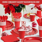 Vyntra 350 Pcs Red Paper Plates and Napkins Party Supplies - Image 5