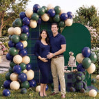 Chumia 2 Pcs Tartan Arch Backdrop Cover with 90 Pcs Balloon Green and Blue - Image 5