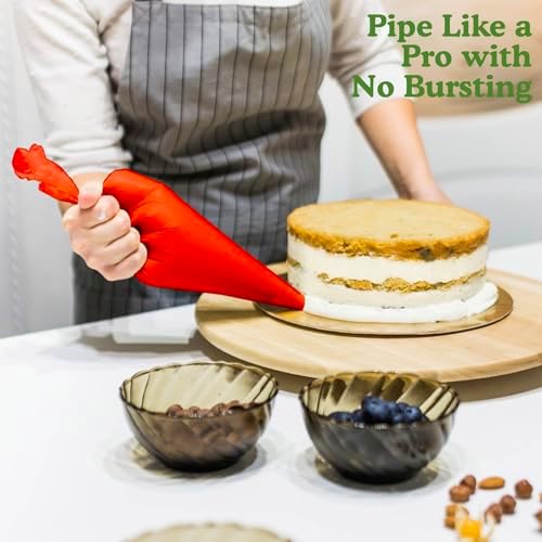 Regency Wraps Baking Decoration Bundle – 40 Burgundy Baking Cups + 80 Heavy-Duty 21" Red Piping Bags for Cupcakes, Pastries, and Professional Cake Decorating - Image 3