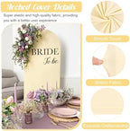 Metal Arch Stand and Cover Set,1 Beige Spandex Fitted Backdrop with 1 Gold Wedding Arched Stand Frame for Parties Birthday Baby Shower Bridal Banquet Decoration (7.2FT) - Image 3