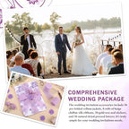 Fullhawl 50 Sets Wedding Invitations Wraps Set Pre Folded Vellum Jackets for 5 x 7 Invitations Dried Flowers Wax Seal Stickers Chiffon Silk Ribbon for Wedding Birthday Bridal Shower (Light Purple) - Image 6
