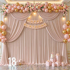 Nude Blush Backdrop Curtains-Wrinkle-Free Polyester Photography Drapes Party Curtain Background for Baby Shower Wedding Decorations- 16 X10FT - Image 2