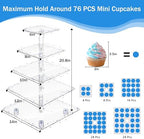 YestBuy 5 Tier Cupcake Stand Acrylic Cupcake Tower Display with LED Light Premium Cupcake Holder Dessert Tree Tower for Birthday Cady Bar Party Décor Weddings, Birthday Parties Events (Blue Light) - Image 5