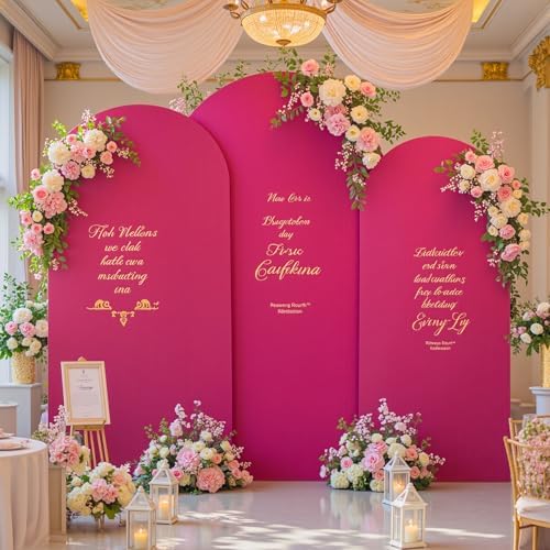 Set of 3 Arch Backdrop Covers(6ft, 5ft, 4ft) - Premium Stretchy Spandex Backdrop Arch Stand Cover for Baby Shower,Wedding,Party Decor Chiara Cover with Double-Sided Design(Pink, Hot Pink) - Image 5