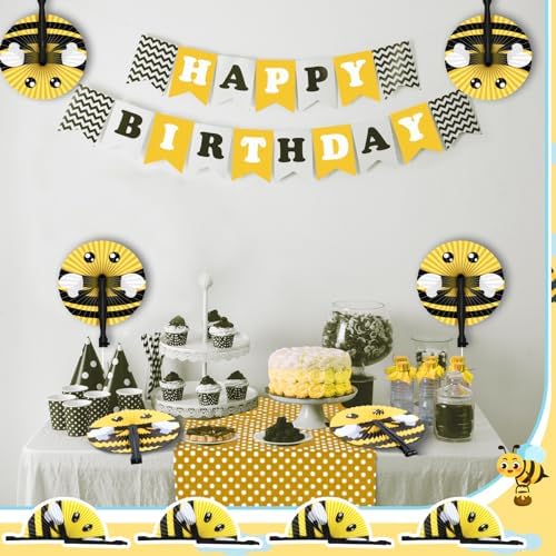 Taiyin 24 Pcs Bee Paper Fans Party Supplies Decorative Handheld Party Favor - Image 4