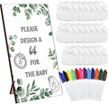 Panitay 43 Pcs Baby Shower Games Design a Bib, 12 Markers, Greenery by Panitay