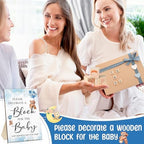 Qilery 75 Pcs Baby Shower Game Sign Kit Wood Blocks, Blue, Bear - Image 6
