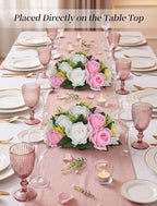 BLOSMON Flower Balls Wedding Centerpieces: 10 Pcs Pink White Fake Roses - Image 3