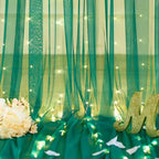 10ft x 10ft Hunter Green Tulle Photo Backdrop Curtain with Lights String for Christmas Party Sheer Curtain Backdrop Drapes for Birthday Party Holiday Wedding Photo Booth Background Room Decorations - Image 6