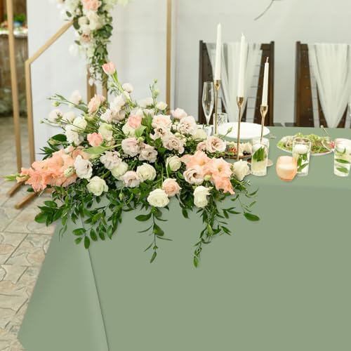 Whaline 24 Pcs Nude Sage Green Plastic Tablecloth Milky White Brown Green Rectangle Table Cover Waterproof Table Cloth for Party Tables Decoration Supplies, 54 x 108 Inch - Image 5
