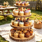 Rustic 4Tier Wooden Cupcake Stand & Wedding Baby Shower Display - Image 6